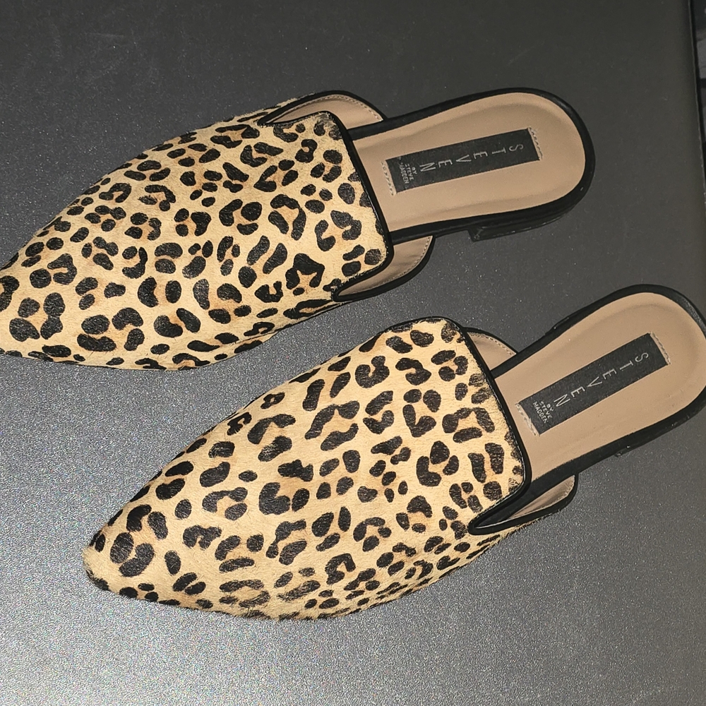 Steve Madden Velocity, Leopard Hair Women's Mules, Sz 11